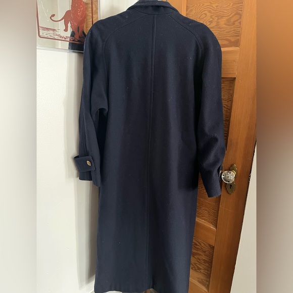 Navy double breasted wool coat, made in‎ USA. Gold buttons, size 8 - Picture 4 of 5